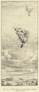 Descida fatal de pára-quedas ou morte de Cocking (gravura) de French School