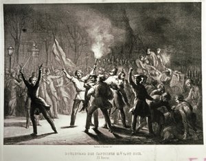 Revolução de fevereiro de 1848 (litografia) de French School