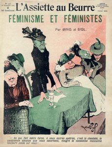 Desenho animado feminista, capa da revista francesa Satirical 