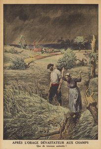 Campos devastados por uma trovoada em França (cor litho) de French School