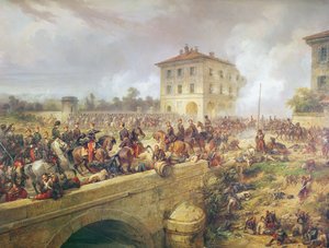 Lutando na ponte de Boffalora durante a batalha de Magenta, 4 de junho de 1859, c.1859