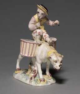 Figura de um macaco em um cachorro, fabricante Mennecy-Villeroy Factory, França, c.1760 de French School