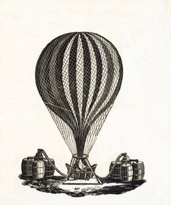 Encher um balão de ar quente com gás, c.1790 (gravura em madeira) de French School