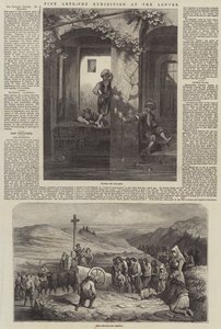 Belas Artes, a Exposição no Louvre (gravura) de French School