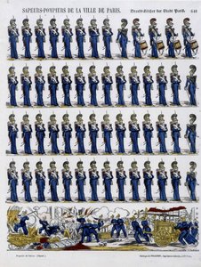 Bombeiros da cidade de Paris - Imagem de Epinal, cerca de 1852 de French School