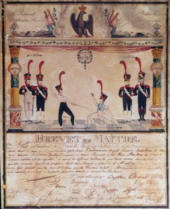 Primeiro Império: Certificado de Mestre de Armas, em 1813. Diploma de esgrima, Paris, Musee de l