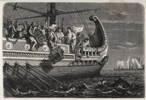 Primeira Guerra Púnica - Publius Claudius Appius Pulcher (morreu por volta de 240 AC) antes da Batalha de Drepanum (249 AC) faz galinhas sagradas lançadas ao mar - Primeira Guerra Púnica - Batalha de Drepana - Publius Claudius Appius Pulcher antes da batal de French School