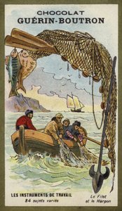 Rede de pesca e arpão de French School