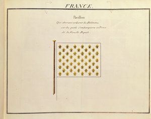 Bandeira de um príncipe da família real, de Pavillons des Puissances Maritimes (gravura a cores) de French School