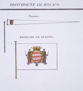 Bandeiras de Mônaco, de um livro francês de bandeiras, c.1819 de French School