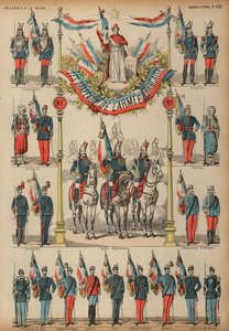 Bandeiras do Exército Francês (gravura colorida) de French School