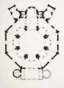 Planta baixa, de, a, 6º século, bizantino, san, vitale, igreja, em, ravenna, itália, de, les, artes, Moyen, idade, publicado, 1873 de French School