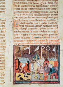 Fol.122v Mercadores na Feira Lendit perto de St. Denis, das Grandes Crônicas da França, 1375-79 de French School
