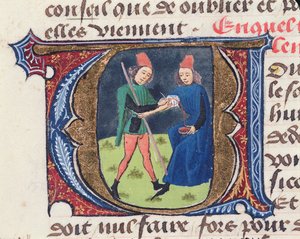 Fol.19r Sangria, do Tratado de Medicina de Aldebrande de Florença, 1356 de French School