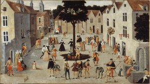 Festa popular à volta de uma árvore, ca. 1560 (óleo) de French School