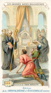 Fundação da Ordem dos Beneditinos, 529 (chromolitho) de French School
