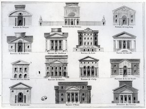 Catorze das barreiras projetadas por Claude Nicolas Ledoux para o Muro dos Agricultores-Gerais em torno de Paris de French School