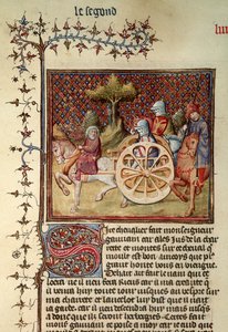 Fr.119 fol.312v Lancelot, o Cavaleiro da Carroça, 1344 de French School