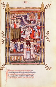 Fr 2091 fol.111 St. Denis pregando aos parisienses que quebram seus ídolos pagãos, de Vie de St. Denis, 1317 de French School