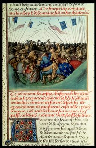 Fr. 6465 f.140 Lothair I (795-855) Imperador do Ocidente em combate com seus irmãos Luís, o Alemão (c.804-76) e Carlos, o Calvo (823-77), em Fontenoy en Puisaye, em 841 de French School