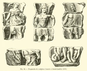Fragmentos de escultura encontrados em Saint-Landry de French School