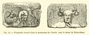 Fragmentos encontrados no monumento dos Nautes, sob o coro de Notre-Dame de French School