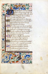 Francesco Petrarca (Petrarca): incipito de um manuscrito iluminado da Escola Francesa do século XIV. Irmão Municipal de Rimini. de French School