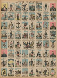 Jogo de loteria franco-russo (gravura colorida) de French School