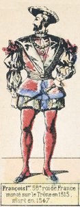 Francisco I, 58º rei da França, ascendeu ao trono em 1515, morreu em 1547 (gravura colorida) de French School