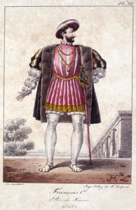François I, rei da França, nasceu em Cognac em 1494 e morreu em Rambouillet em 1547. de French School
