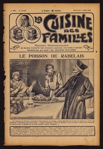 François Rabelais avisa o Cardeal Jean du Bellay para não comer um peixe (gravura) de French School