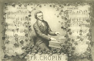 Frederic Chopin e a sua Marcha Fúnebre (litografia) de French School