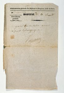 Receita livre do Hopital de la Charite, Paris, 7 de março de 1837 de French School