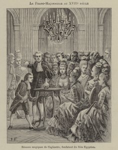 Maçonaria no século XVIII: sessão mágica conduzida por Aleesandro Cagliostro, fundador do rito egípcio (gravura) de French School