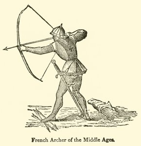 Arqueiro francês da Idade Média (gravura) de French School