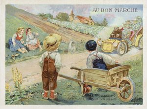 Crianças francesas assistindo carro em alta velocidade de French School