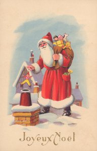 Postal de Natal francês (litografia a cores) de French School