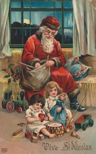 Postal de Natal francês (litografia a cores) de French School