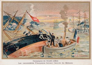 Gunboats franceses em Paknam, Sião de French School