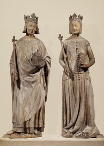 Rei francês Carlos V e Joana de Bourbon (pedra) de French School