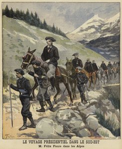 Presidente francês Felix Faure nos Alpes, 1897 de French School