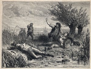Revolução Francesa: suicídio por envenenamento dos políticos François Buzot (1760-1794) e Jerome Petion de Villeneuve (1759-1794) de French School
