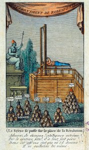 Revolução Francesa: “” o carrasco se guilhotinando ”” Sátira contra Maximilien Robespierre de French School