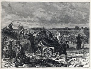 Revolução Francesa: obras dos Champs de Mars (Champs-de-Mars) em Paris, para preparar a Fete de la Federation em 1790. de French School