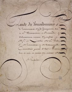 Caligrafia francesa: Carta da Câmara de Contas de Louis Barbedor por volta de 1640. de French School