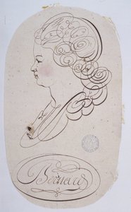 Caligrafia francesa: Retrato de um jovem executado por Bernard de Paris por volta de 1780. de French School