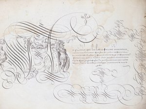 Caligrafia francesa: O jardim da escrita de Robert Vignon por volta de 1600. Biblioteca histórica da cidade de Paris. de French School