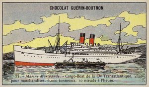Navio de carga francês da Compagnie Transatlantique (chromolitho) de French School
