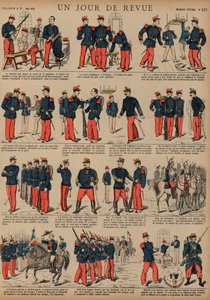 Soldados franceses no dia de uma revisão (gravação colorida) de French School