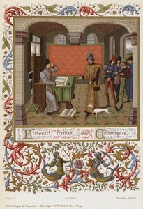 Froissart a escrever as suas Crónicas (cromolitografia) de French School